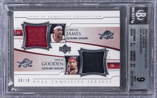 2004-05 UD "Exquisite Collection" Dual Jerseys #JG LeBron James/Drew Gooden Game Used Patch Card (#08/10) – BGS MINT 9